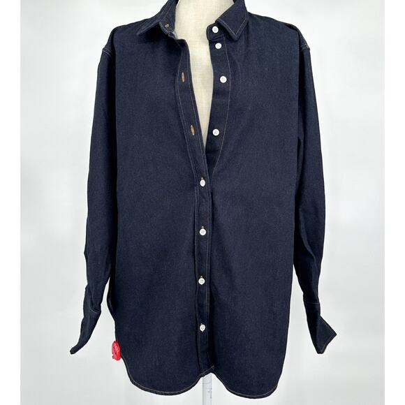 Frame Cashmere Denim Oversized Shirt Medium - Picture 5 of 11